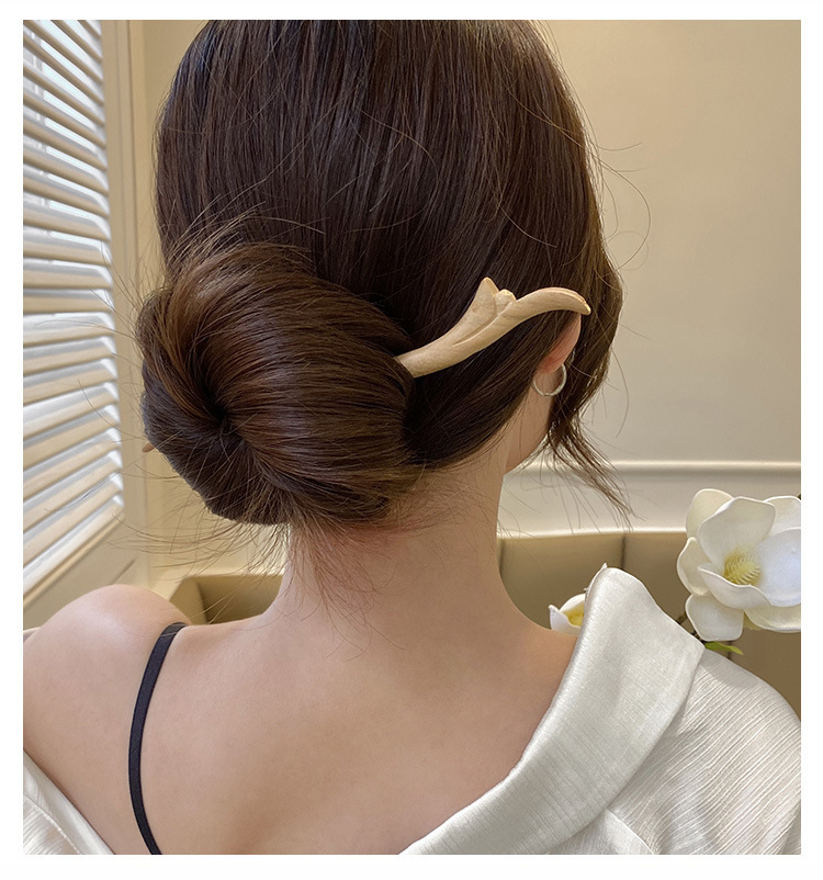 Nuevo estilo chino flor horquilla temperamento espalda Cabeza bola palillos simple madera updo pelo headwear moda nacional accesorios para el cabello para las mujeres