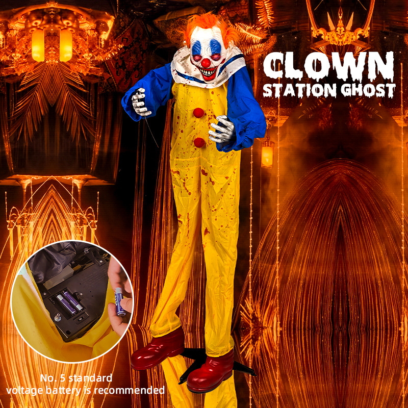 Halloween clown fantasmas eléctricos de terror luminoso sonido trajes de fantasma de terror parque de recreo de actividades túnel