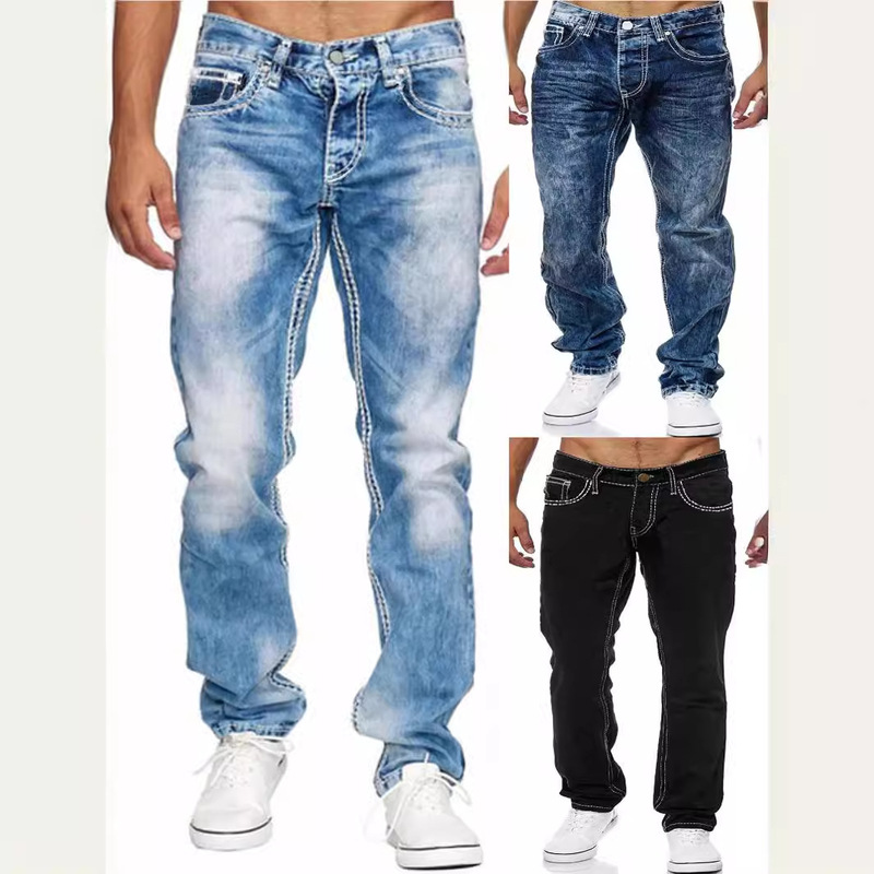 Cross-Border European and American Straight-Leg Men's Jeans Amazon Aliexpress Men's New Jeans Dropshipping Cross-Border European and American Straight-Leg Men's Jeans Amazon Aliexpress Men's New Jeans Dropshipping