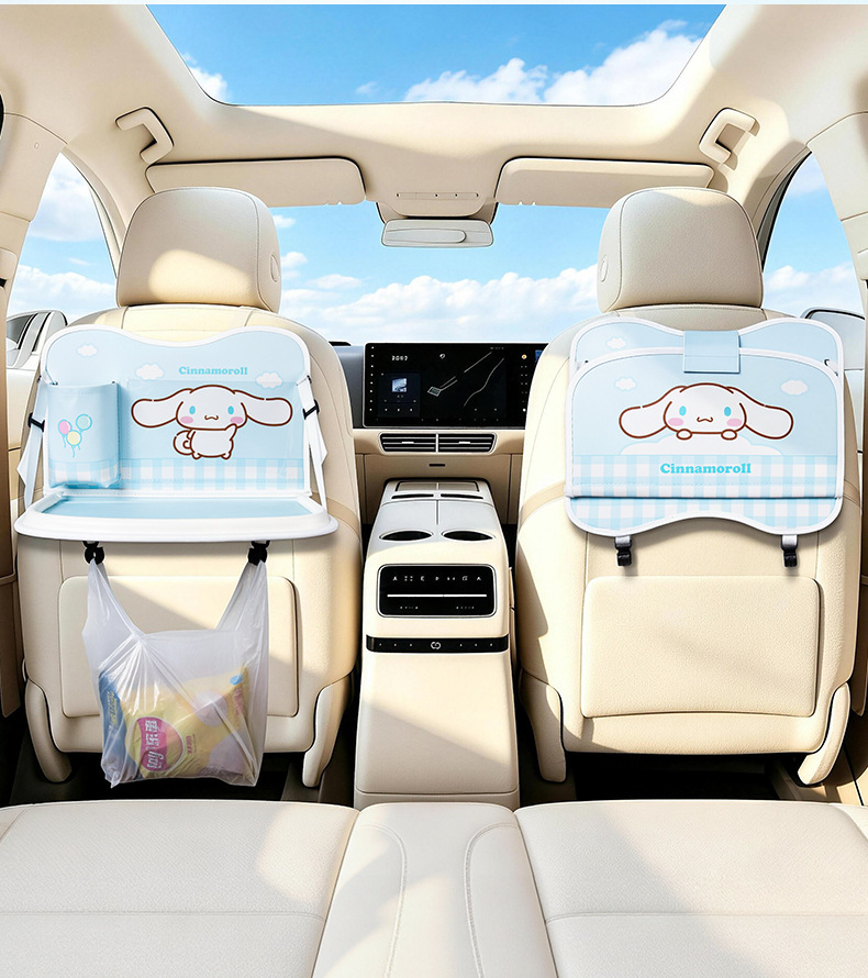 Car trash bag storage bag, car seat back bag, touch-screen transparent pocket storage bag, foldable dining table storage bag