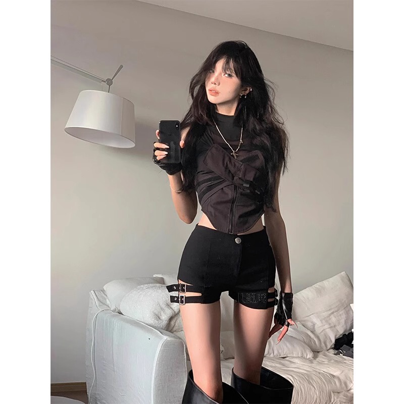 Hot Girl Summer Punk Style Shorts Female Jazz Dance Black Motorcycle High Waist Pole Dance Elastic Hip Hot Pants Hot Girl Summer Punk Style Shorts Female Jazz Dance Black Motorcycle High Waist Pole Dance Elastic Hip Hot Pants