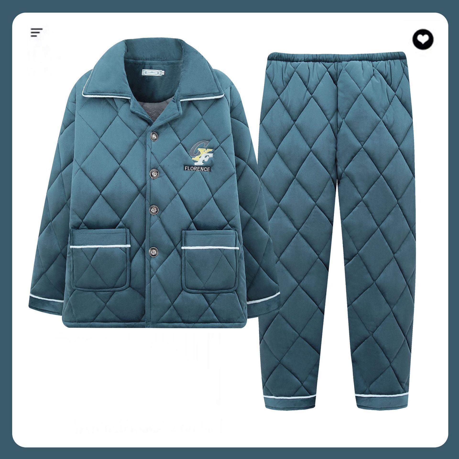 2023 Winter new men's thickened fleece-lined three-layer quilted pajamas cardigan casual outerwear homewear suit