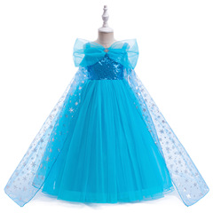 アマゾンのアナと雪の女王の愛莎お姫様のスカートの女の子のコスプレは祝日のパーティーのワンピースを飾って服を演じます。