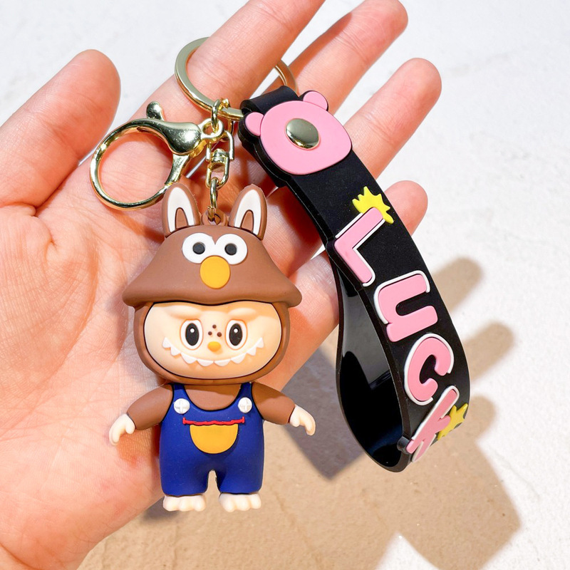 Labubu ラブブキーホルダー漫画出っ歯少年人形スクールバッグペンダント車のキーチェーンギフト卸売|undefined