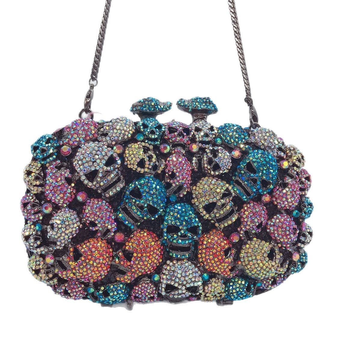 Bolsa de cristal de calavera, bolsa de cena de diamante de calavera, bolsa de diamante de Halloween, bolsa de mano de mujer dura