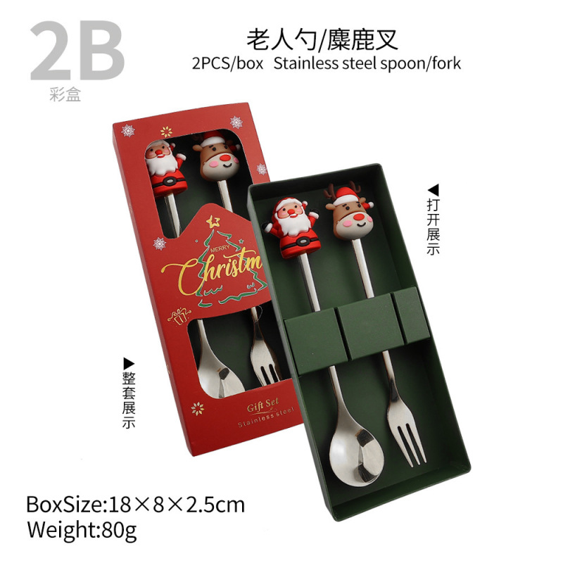 クロスボーダークリスマス食器セットクリスマススプーンフォーククリスマス漫画ステンレス鋼フォークとスプーン高価値のお土産|undefined