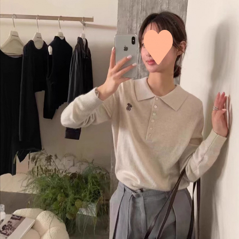含羊毛兔绒2025秋季减龄十三行IMISS刺绣polo领针织衫毛衣女|undefined