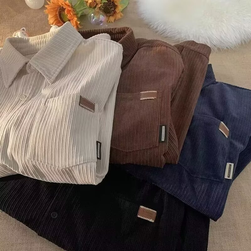 Long-Sleeved Corduroy Shirt for Men, Spring & Fall Trendy Brand Loose Inner Wear, American Retro High-End Boys' Shirt Jacket Long-Sleeved Corduroy Shirt for Men, Spring & Fall Trendy Brand Loose Inner Wear, American Retro High-End Boys' Shirt Jacket