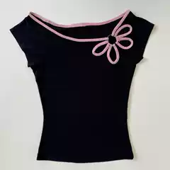 2025 Summer New Floral Casual Versatile Y2K Sweet Slimming Fitted T-Shirt Top for Women