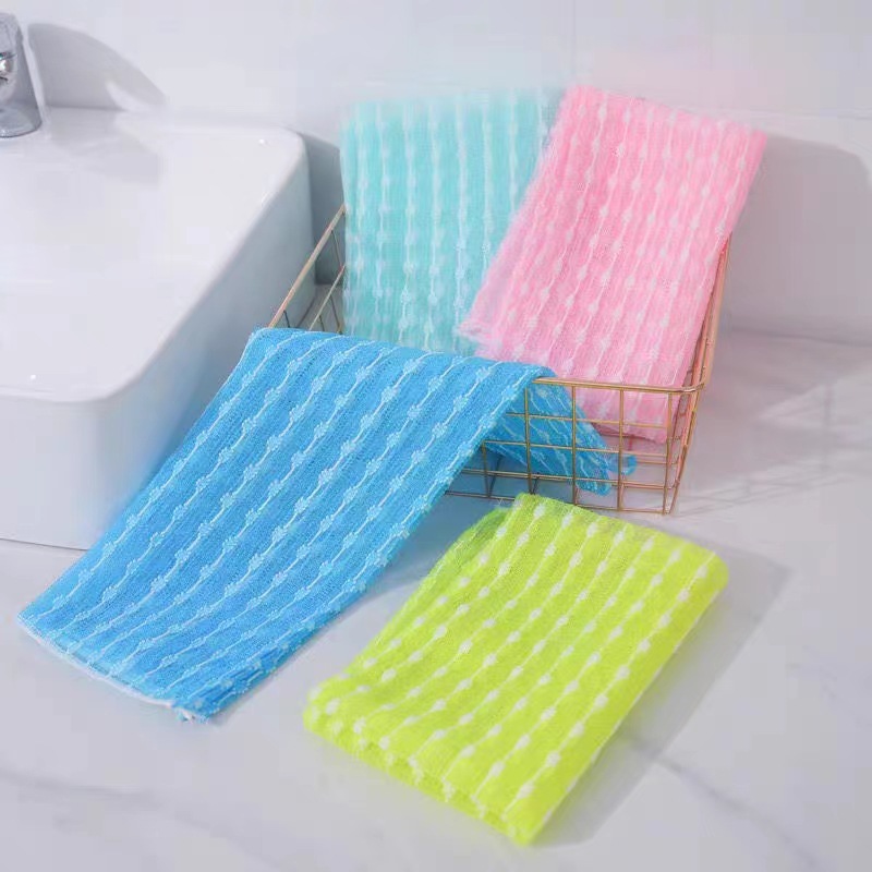 Nueva Toalla de baño de nylon larga Toalla de baño jacquard no encogimiento baño de burbujas coreana Tire hacia atrás Toalla de baño