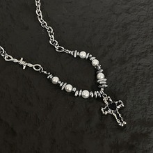 项链男十字架珍珠高级感百搭嘻哈不规则配饰女潮夏季新款简约饰品