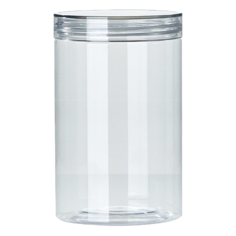Fábrica en stock al por mayor 80 latas de plástico transparente grado alimenticio granos redondos frutos secos latas de almacenamiento latas selladas image 1