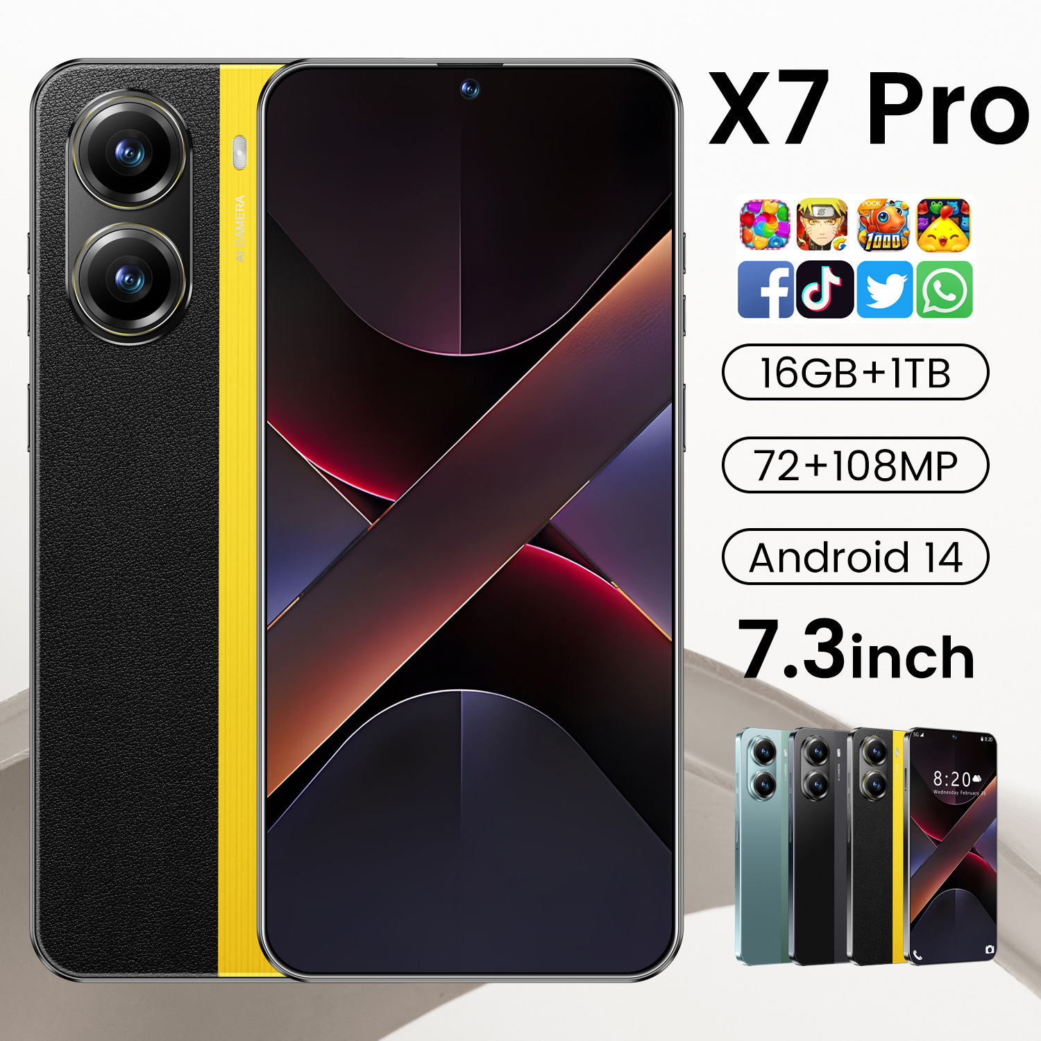 Cross-Border Aliexpress Tk X7 Pro Mobile Phone Android Smartphone 16+1t Original Genuine Factory Dropshipping