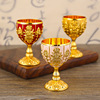 Small wine cup of European -style high -end 30 ml wine glass Creative home retro metal glass liquor glass