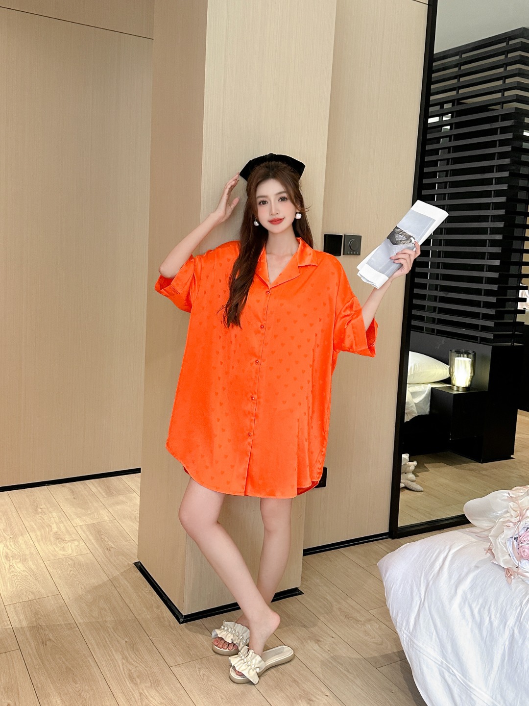 자카드 하트 - 오렌지