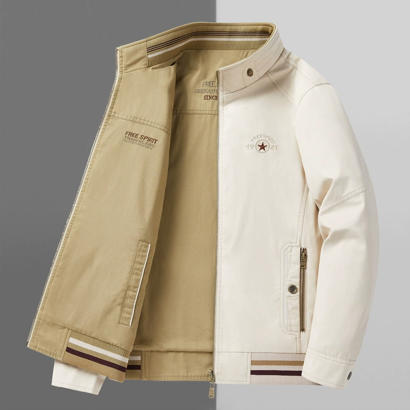 Двусторонние мужские куртки мужские весенние осенние хлопковые топы среднего возраста мужские топы свободные большие размеры папы повседневные куртки