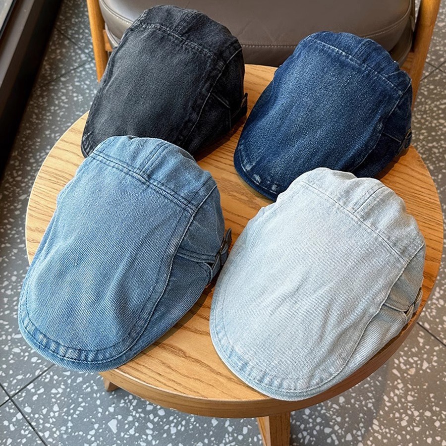 Summer solid color denim hat