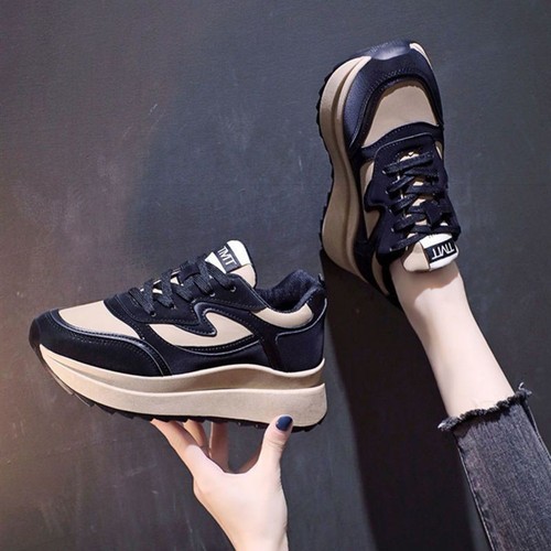 Vintage Gump Shoes for Women, Ins Style, Spring and Autumn Thick Sole, Versatile Black Daddy Shoes, Casual Sport Shoes
