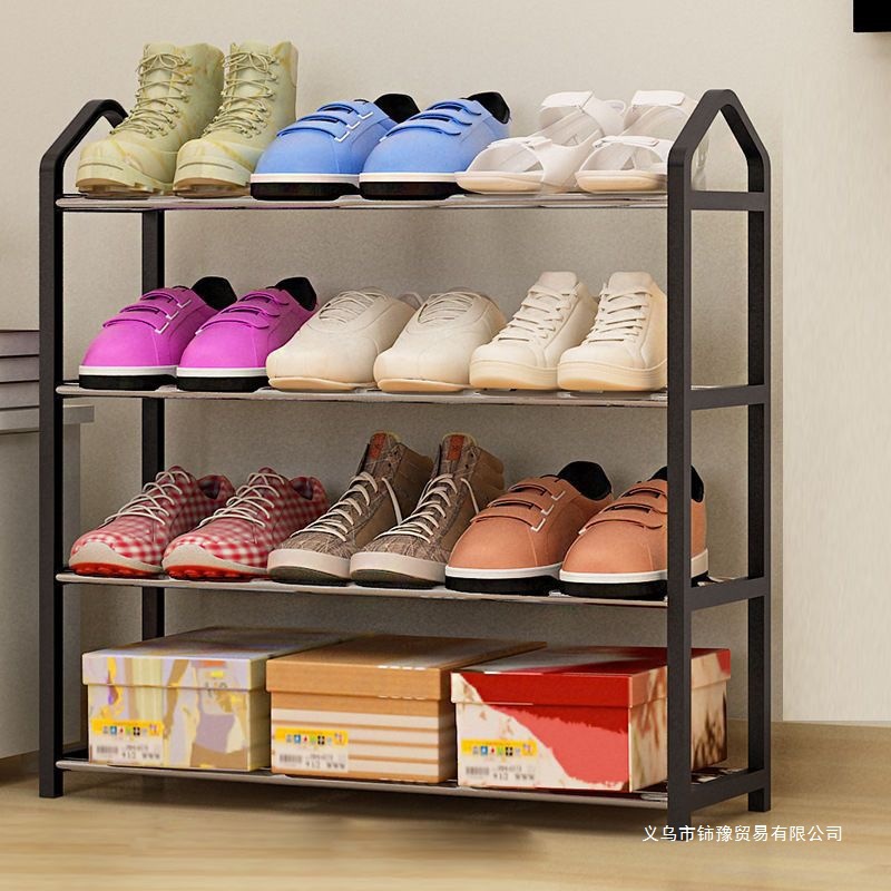 Mayorista simple estante de zapatos doméstico multicapa puerta gabinete de zapatos dormitorio de estudiantes pequeño estante de almacenamiento de plástico