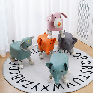 Cute Children's Animal Stool Technology Cloth Removable and Washable Soft Bag Animal Pulley Small Stool Living Room Home Shoe Changing Stool
