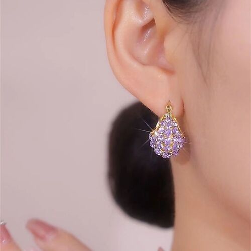 Violet temperament purple basket earrings women's anti-lost design white earrings  new fashion earrings