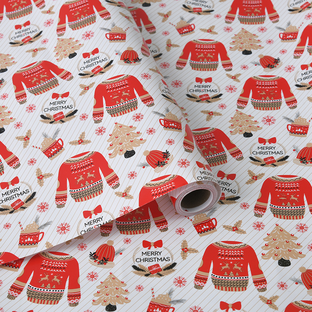 Venta caliente transfronteriza papel estucado de gran tamaño rollo de Navidad papel de regalo caja de regalo de dibujos animados papel de regalo al por mayor
