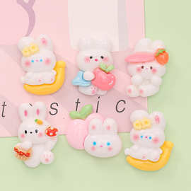 可爱苹果香蕉小兔diy奶油胶手机壳女发饰水杯贴树脂饰品配件批发