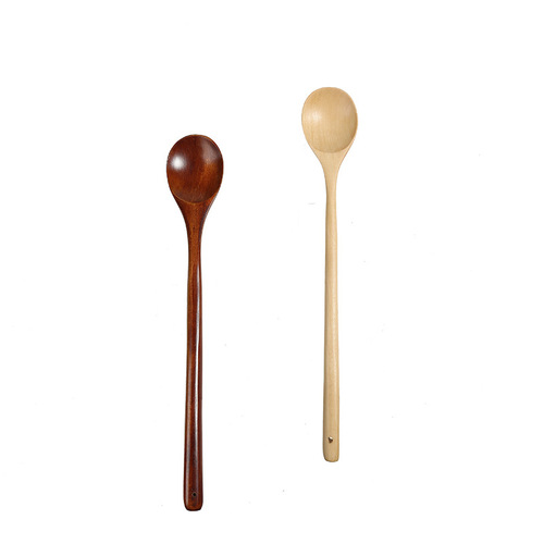 yfjy simple Japanese style wooden spoon long handle wooden spoon stirring spoon 33 long wooden spoon extended hot pot wooden spoon home wholesale