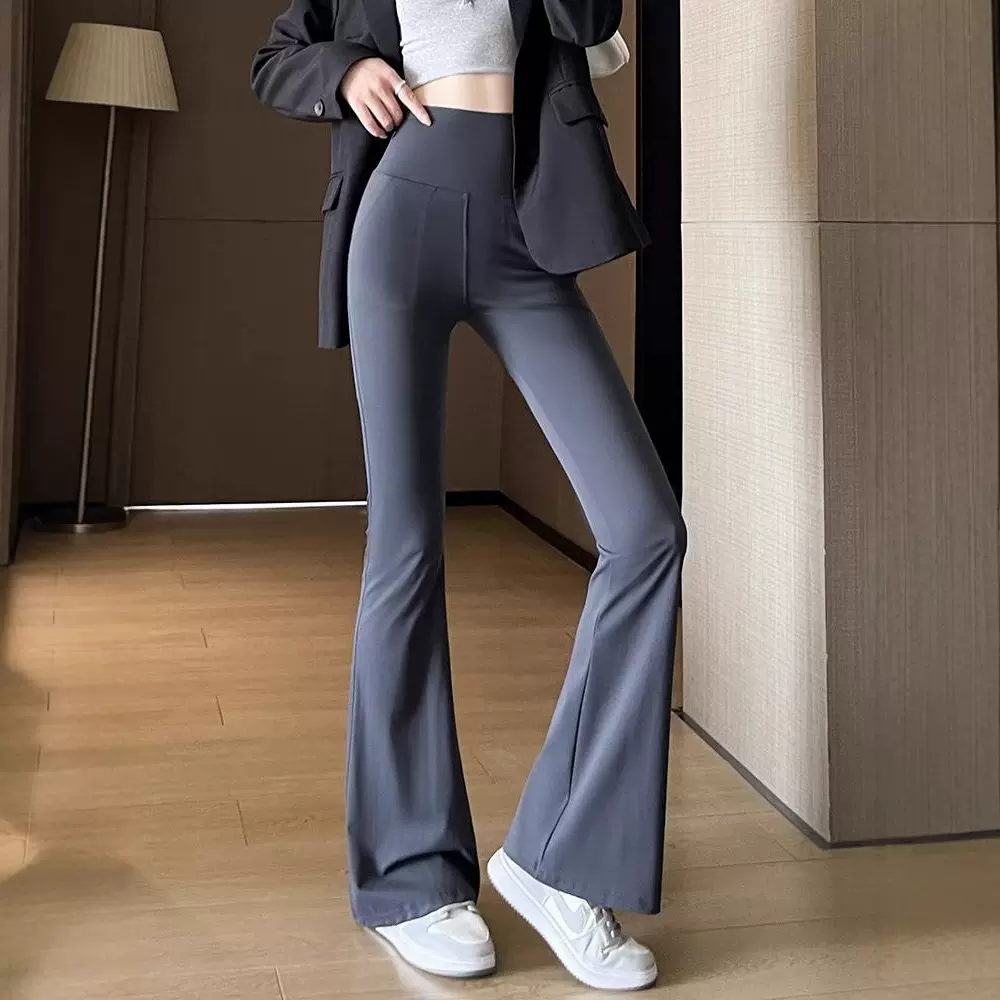 微喇鲨鱼裤女外穿秋冬季加绒2025新款高腰芭比健身瑜伽喇叭打底裤