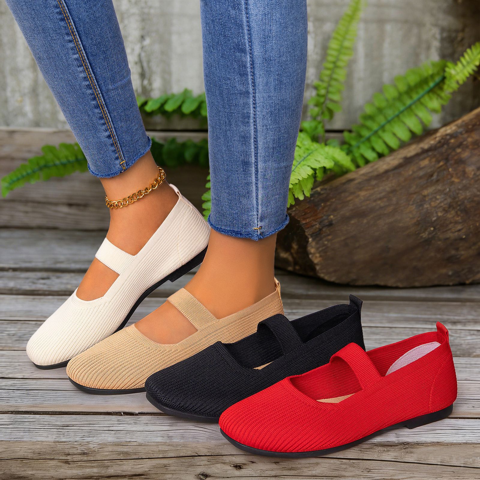 Zapatos de mujer transfronterizos TEMU primavera transpirables zapatos casuales de moda universal zapatos de moda con suela suave no cansado zapatos planos para mujeres