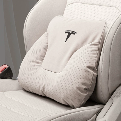 Headrest Cushion, Car Supplies - horn-style-off-white-tesla-lumbar-support-one-pack