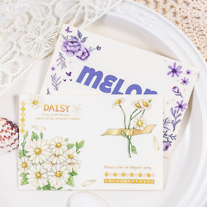 Baihui incluye cinta adhesiva de la cuenta de mano de encaje paisajístico pegatinas de la cuenta de mano adorable decoración del marco de la tarjeta Go