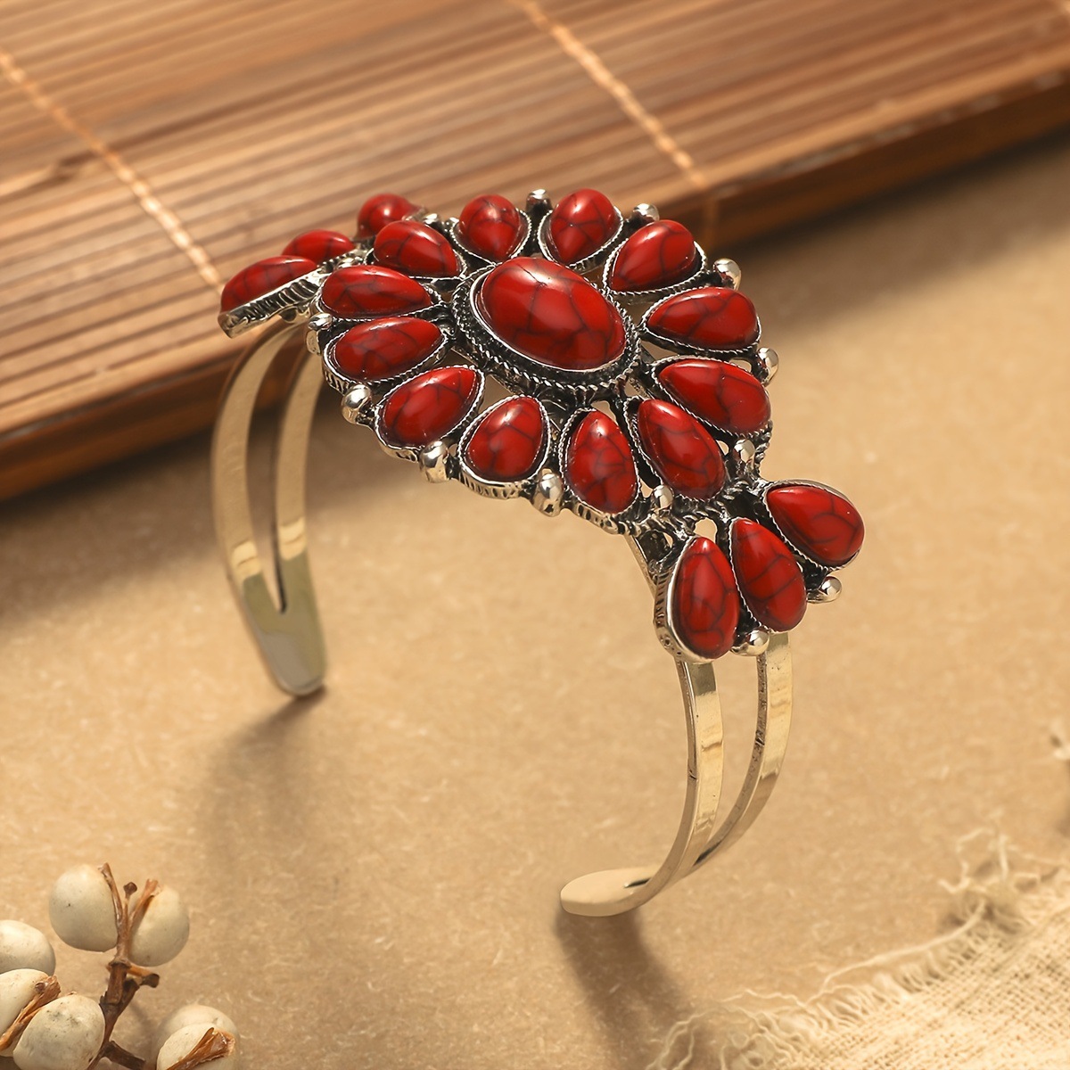 Plating Design Vintage Style Ethnic Style Classic Style Geometric Turquoise Alloy Bangles Wholesale