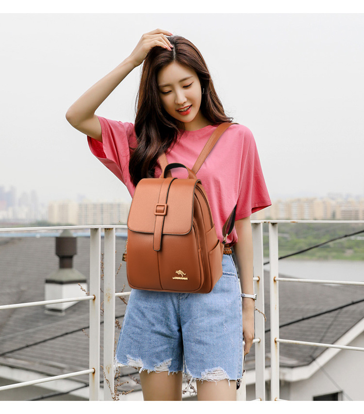 Korean Fashion Kangaroo Solid Color Backpack Wholesale Nihaojewelry display picture 3