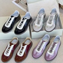 外贸女鞋韩版休闲德训鞋女复古拼接软面舒适休闲百搭小皮鞋单鞋女