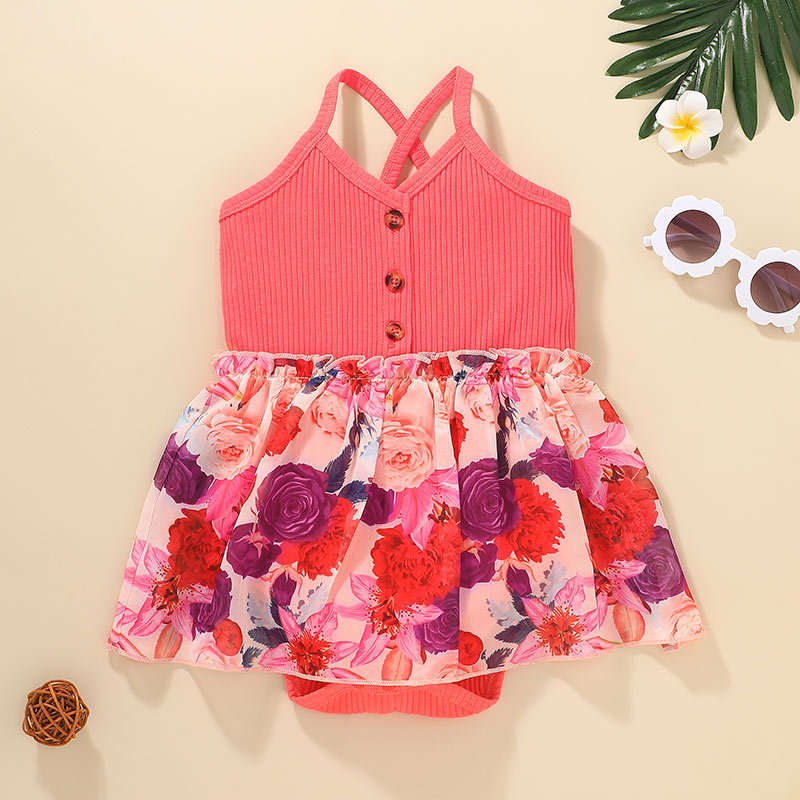 Wholesale Children's Flower Printed One-piece Romper Nihaojewelry display picture 2