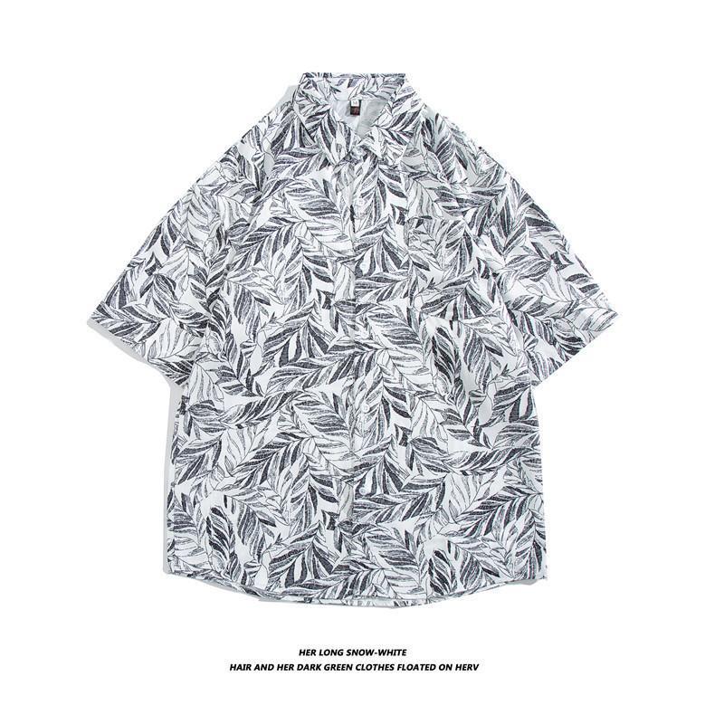 Hong Kong estilo Retro Vintage floral camisa de manga corta Estilo Hawaiano tailandés diseño sentido Ruan guapo camisa suelta para hombres y mujeres