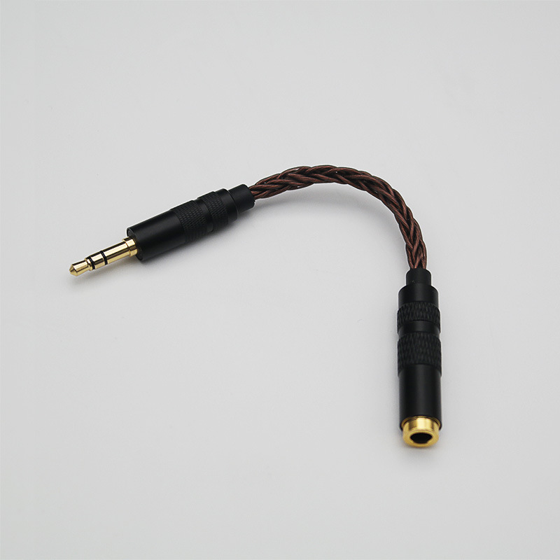 Adaptador de audio de cobre de un solo cristal de ocho hilos 4,4 balance hembra a 2,5 balance macho 3,5 estéreo macho