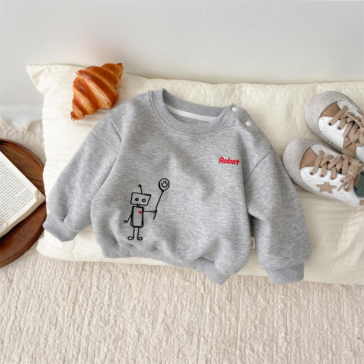 2025 modelos de primavera y otoño ropa para niños coreanos estilo occidental clase a niños de 1 a 3 años ropa de bebé suéter jeans traje de dos piezas