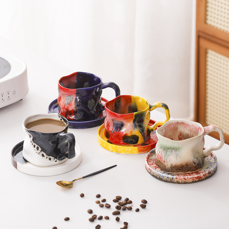 Horno transfronterizo de exportación de tazas de café de cerámica fuente de tazas de cola tazas de marca de tazas de restaurantes retro estadounidenses tazas de agua de alojamiento lotes