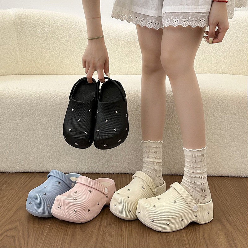 Original Star-Patterned Open-Toe Mules for Women, 2026 New Spring/Summer Non-Slip Clogs with Thick Soles, Birkenstock-Style Sandals