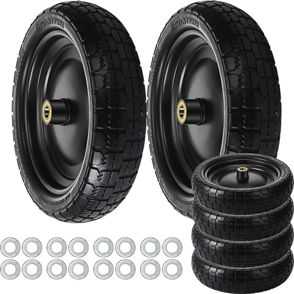 耐磨免充气PU发泡轮 13英寸手推车实心聚氨酯轮