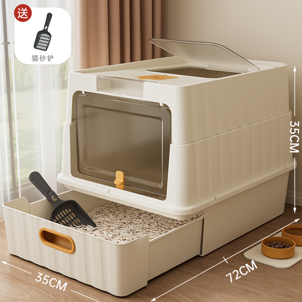 Super gran anti-spillado lavabo de arena para gatos totalmente cerrado tipo cajón plegable inodoro para gatos lámpara esterilizante ultravioleta artículos para mascotas