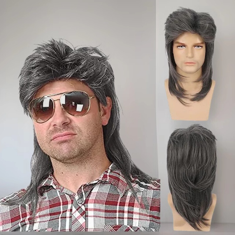 Cross-border Classic European and American Men's Wig Mullet Wig Retro Cosplay Halloween Rock Wig