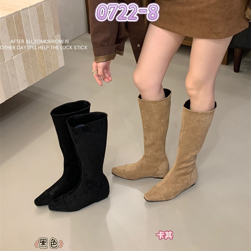 内增高复古绒面瘦瘦靴中长靴女鞋2025年新款秋冬季长筒骑士靴子|undefined