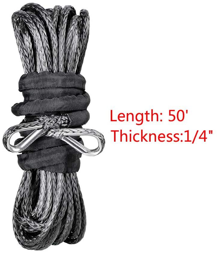 6mm Synthetic Fiber Rope Winch Rope 7700 Pounds 1/4 Polymer Trailer Rope Hook Uhmwpe Electric Winch Extension