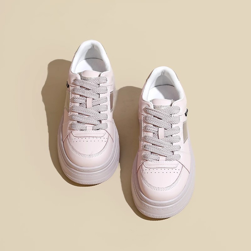 Boardschoenen met dikke zolen in collegestijl voor dames in het voorjaar van 2024, nieuwe biscuitschoenen, roze niche casual klein wit_voghion.com