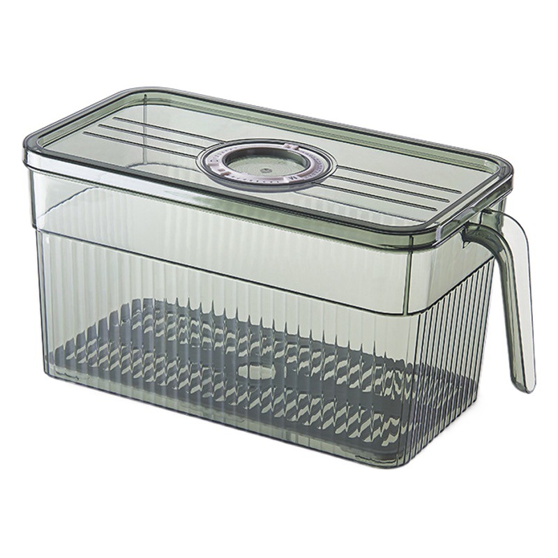 Refrigerador caja de almacenamiento cocina crisper alimentos grado grande transparente tiempo caja de almacenamiento con mango separado caja de drenaje