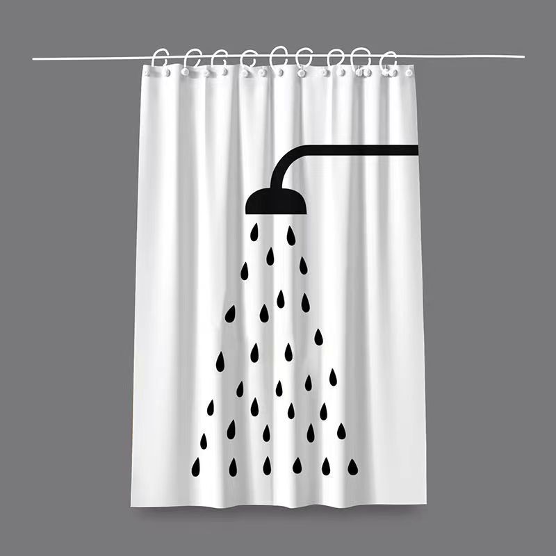 Shower Curtain Waterproof and Moldproof Bathroom Hotel Shower Enclosure Linen Polyester Shower Curtain