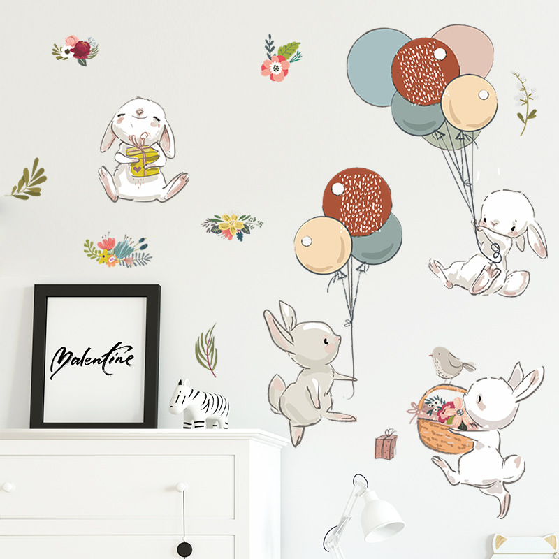 New Fx-d240 Bunny Balloon Flower Children's Bedroom Hallway Wall Beautifying Decorative Wall Sticker Self-adhesive display picture 7